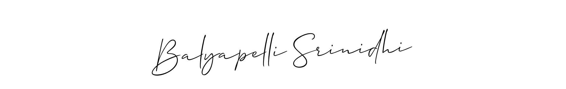 Create a beautiful signature design for name Balyapelli Srinidhi. With this signature (Allison_Script) fonts, you can make a handwritten signature for free. Balyapelli Srinidhi signature style 2 images and pictures png