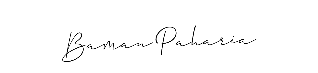How to make Baman Paharia name signature. Use Allison_Script style for creating short signs online. This is the latest handwritten sign. Baman Paharia signature style 2 images and pictures png