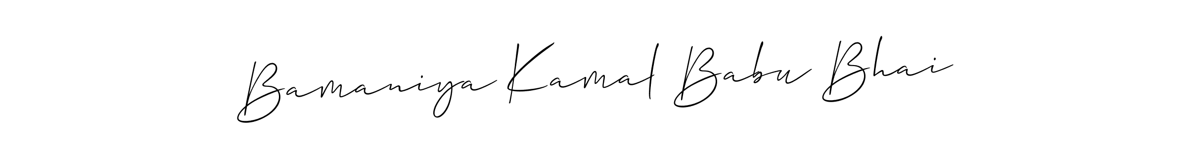 You should practise on your own different ways (Allison_Script) to write your name (Bamaniya Kamal Babu Bhai) in signature. don't let someone else do it for you. Bamaniya Kamal Babu Bhai signature style 2 images and pictures png
