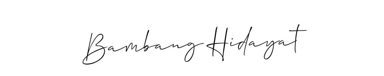 Use a signature maker to create a handwritten signature online. With this signature software, you can design (Allison_Script) your own signature for name Bambang Hidayat. Bambang Hidayat signature style 2 images and pictures png
