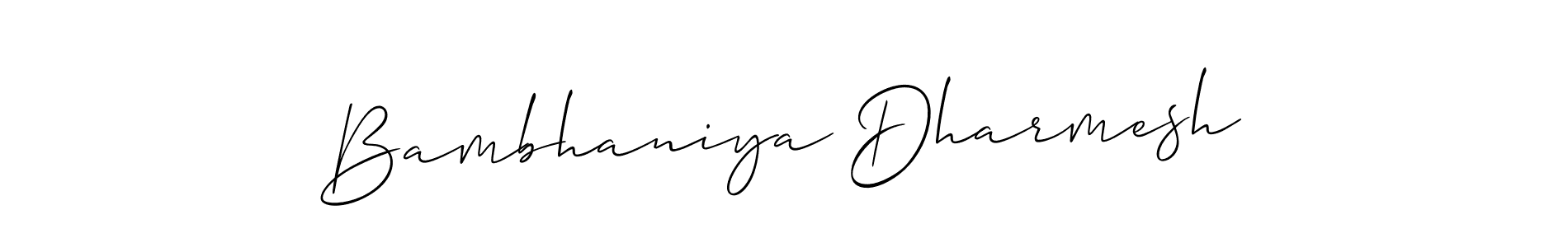 Make a beautiful signature design for name Bambhaniya Dharmesh. With this signature (Allison_Script) style, you can create a handwritten signature for free. Bambhaniya Dharmesh signature style 2 images and pictures png