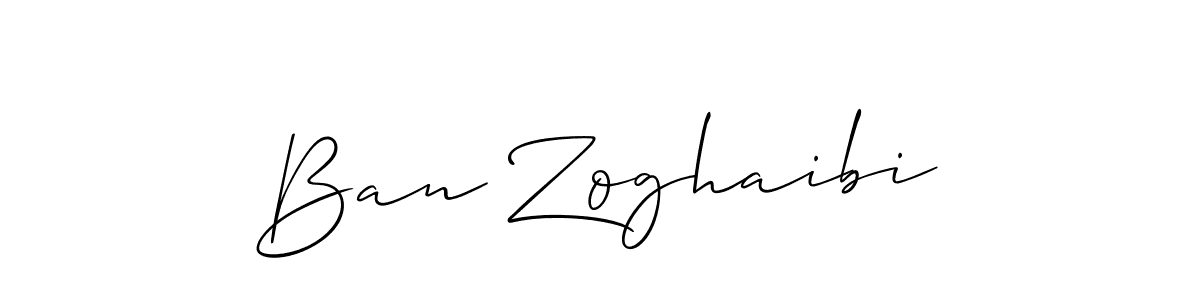 Make a beautiful signature design for name Ban Zoghaibi. With this signature (Allison_Script) style, you can create a handwritten signature for free. Ban Zoghaibi signature style 2 images and pictures png