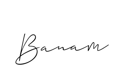 Use a signature maker to create a handwritten signature online. With this signature software, you can design (Allison_Script) your own signature for name Banam. Banam signature style 2 images and pictures png