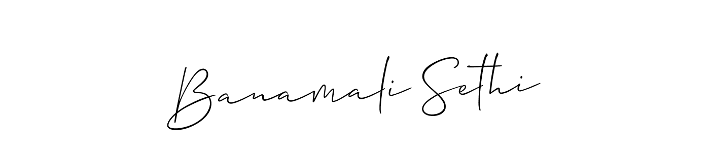 The best way (Allison_Script) to make a short signature is to pick only two or three words in your name. The name Banamali Sethi include a total of six letters. For converting this name. Banamali Sethi signature style 2 images and pictures png