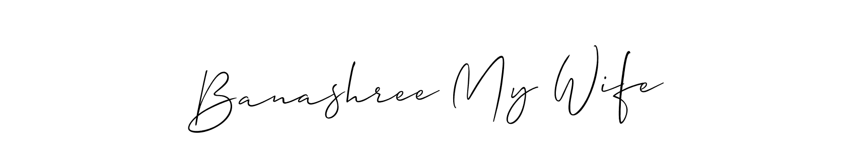 This is the best signature style for the Banashree My Wife name. Also you like these signature font (Allison_Script). Mix name signature. Banashree My Wife signature style 2 images and pictures png