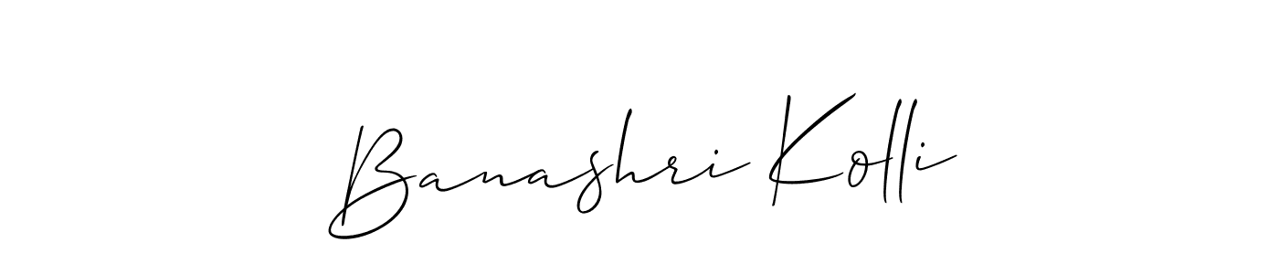 Make a short Banashri Kolli signature style. Manage your documents anywhere anytime using Allison_Script. Create and add eSignatures, submit forms, share and send files easily. Banashri Kolli signature style 2 images and pictures png