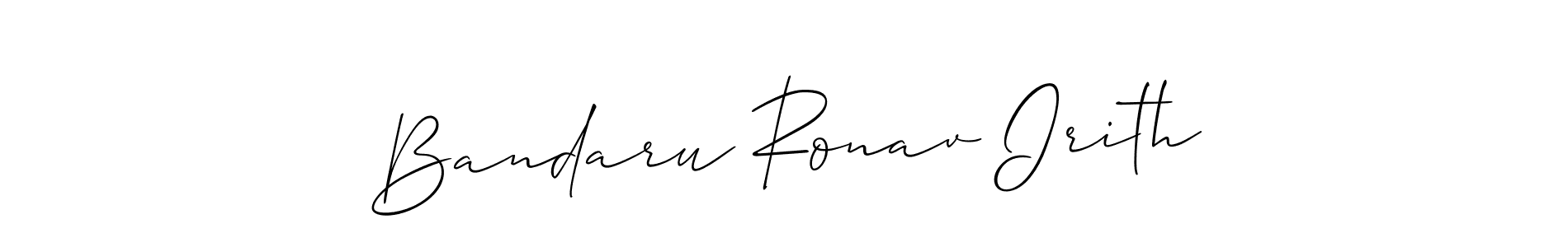 It looks lik you need a new signature style for name Bandaru Ronav Irith. Design unique handwritten (Allison_Script) signature with our free signature maker in just a few clicks. Bandaru Ronav Irith signature style 2 images and pictures png