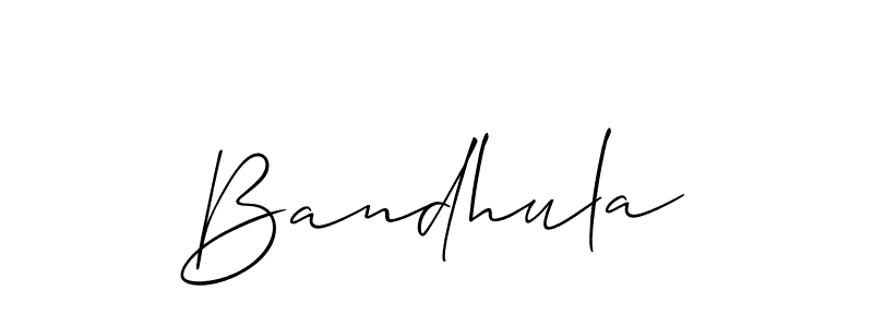 Use a signature maker to create a handwritten signature online. With this signature software, you can design (Allison_Script) your own signature for name Bandhula. Bandhula signature style 2 images and pictures png