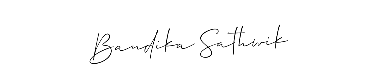 Also we have Bandika Sathwik name is the best signature style. Create professional handwritten signature collection using Allison_Script autograph style. Bandika Sathwik signature style 2 images and pictures png