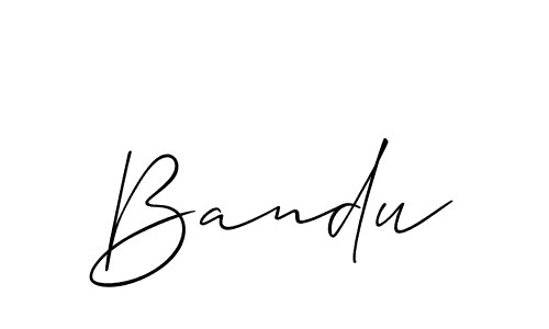 Make a beautiful signature design for name Bandu. With this signature (Allison_Script) style, you can create a handwritten signature for free. Bandu signature style 2 images and pictures png