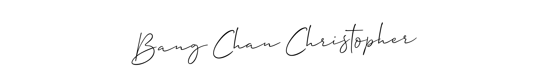 Make a short Bang Chan Christopher signature style. Manage your documents anywhere anytime using Allison_Script. Create and add eSignatures, submit forms, share and send files easily. Bang Chan Christopher signature style 2 images and pictures png