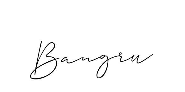 Similarly Allison_Script is the best handwritten signature design. Signature creator online .You can use it as an online autograph creator for name Bangru. Bangru signature style 2 images and pictures png