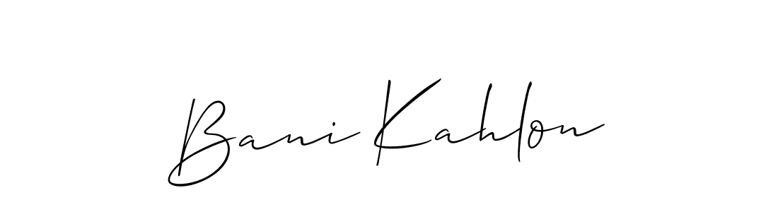 How to make Bani Kahlon name signature. Use Allison_Script style for creating short signs online. This is the latest handwritten sign. Bani Kahlon signature style 2 images and pictures png