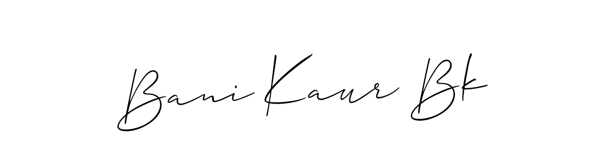 Allison_Script is a professional signature style that is perfect for those who want to add a touch of class to their signature. It is also a great choice for those who want to make their signature more unique. Get Bani Kaur Bk name to fancy signature for free. Bani Kaur Bk signature style 2 images and pictures png