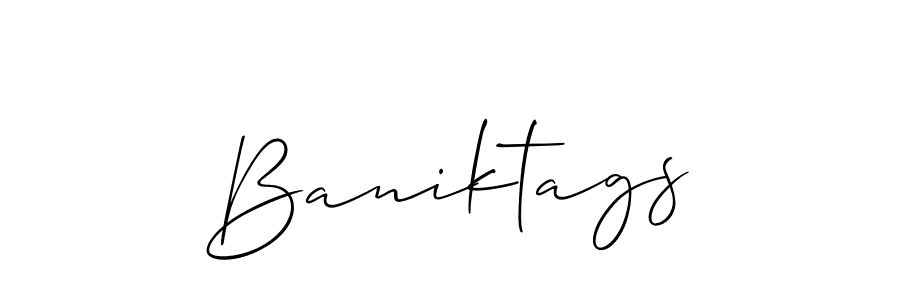 Allison_Script is a professional signature style that is perfect for those who want to add a touch of class to their signature. It is also a great choice for those who want to make their signature more unique. Get Baniktags name to fancy signature for free. Baniktags signature style 2 images and pictures png