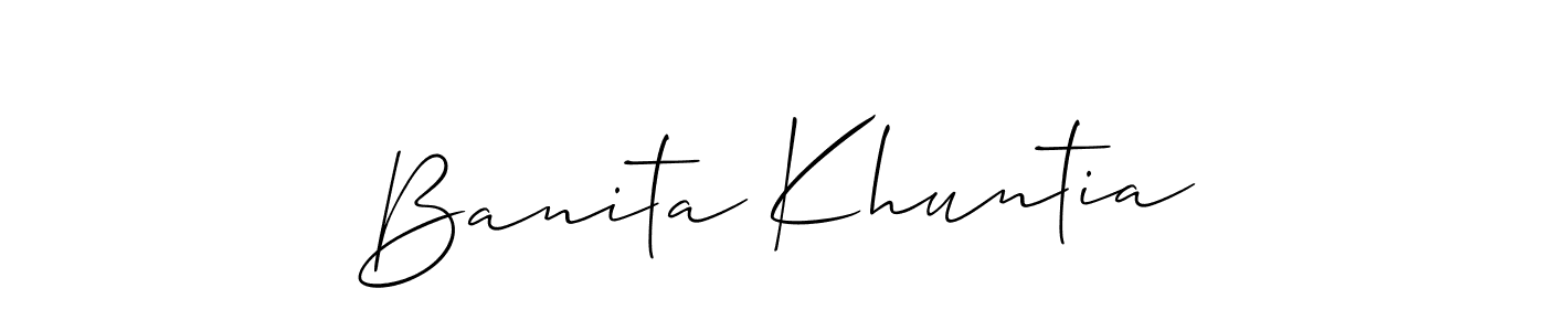 Also You can easily find your signature by using the search form. We will create Banita Khuntia name handwritten signature images for you free of cost using Allison_Script sign style. Banita Khuntia signature style 2 images and pictures png