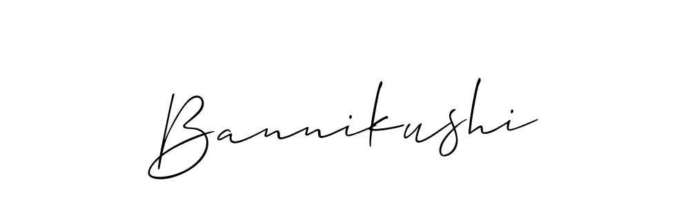 Allison_Script is a professional signature style that is perfect for those who want to add a touch of class to their signature. It is also a great choice for those who want to make their signature more unique. Get Bannikushi name to fancy signature for free. Bannikushi signature style 2 images and pictures png