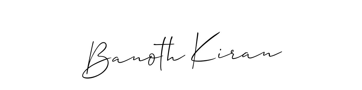 Allison_Script is a professional signature style that is perfect for those who want to add a touch of class to their signature. It is also a great choice for those who want to make their signature more unique. Get Banoth Kiran name to fancy signature for free. Banoth Kiran signature style 2 images and pictures png