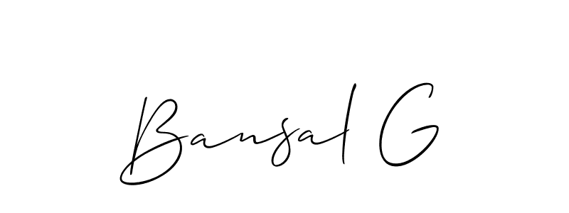 Similarly Allison_Script is the best handwritten signature design. Signature creator online .You can use it as an online autograph creator for name Bansal G. Bansal G signature style 2 images and pictures png