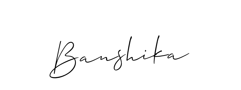 Create a beautiful signature design for name Banshika. With this signature (Allison_Script) fonts, you can make a handwritten signature for free. Banshika signature style 2 images and pictures png