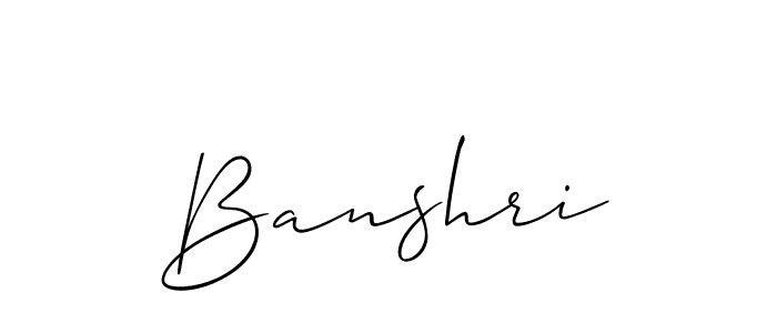 Design your own signature with our free online signature maker. With this signature software, you can create a handwritten (Allison_Script) signature for name Banshri. Banshri signature style 2 images and pictures png