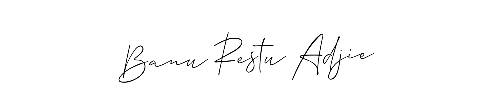 if you are searching for the best signature style for your name Banu Restu Adjie. so please give up your signature search. here we have designed multiple signature styles  using Allison_Script. Banu Restu Adjie signature style 2 images and pictures png