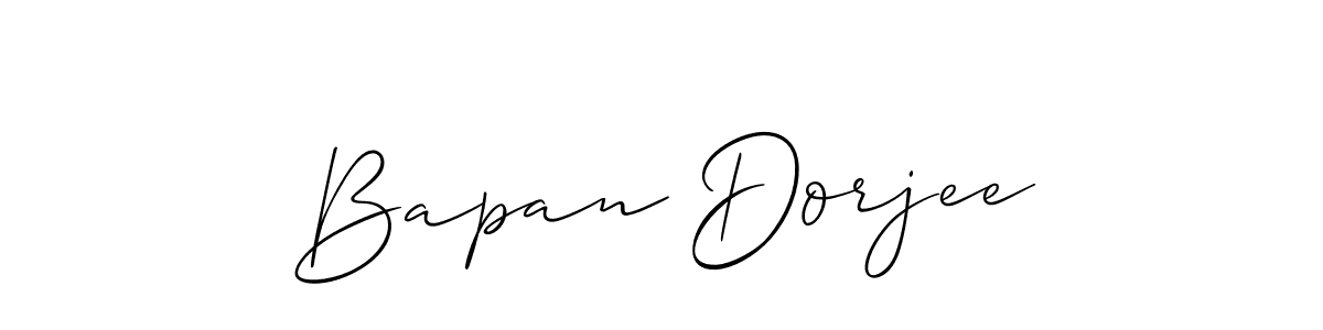 if you are searching for the best signature style for your name Bapan Dorjee. so please give up your signature search. here we have designed multiple signature styles  using Allison_Script. Bapan Dorjee signature style 2 images and pictures png