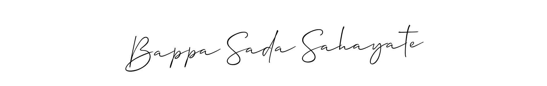 The best way (Allison_Script) to make a short signature is to pick only two or three words in your name. The name Bappa Sada Sahayate include a total of six letters. For converting this name. Bappa Sada Sahayate signature style 2 images and pictures png