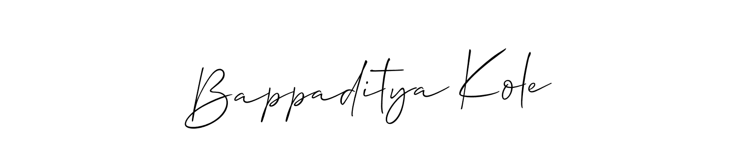 It looks lik you need a new signature style for name Bappaditya Kole. Design unique handwritten (Allison_Script) signature with our free signature maker in just a few clicks. Bappaditya Kole signature style 2 images and pictures png