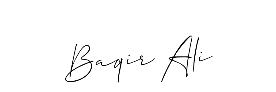 The best way (Allison_Script) to make a short signature is to pick only two or three words in your name. The name Baqir Ali include a total of six letters. For converting this name. Baqir Ali signature style 2 images and pictures png