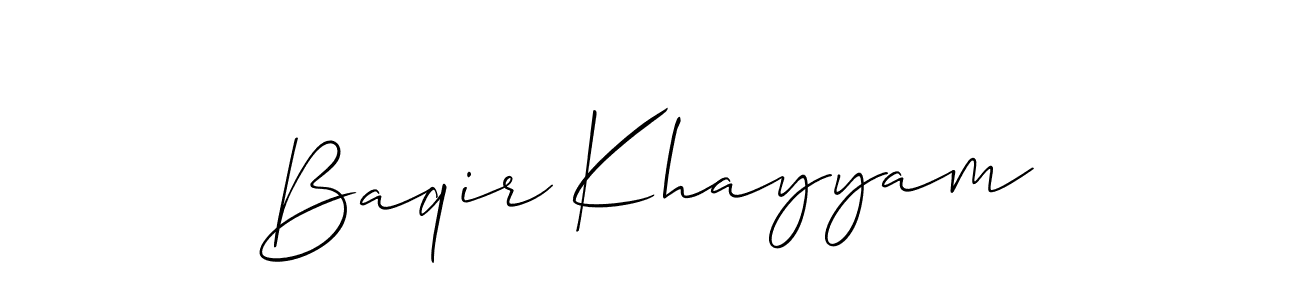 The best way (Allison_Script) to make a short signature is to pick only two or three words in your name. The name Baqir Khayyam include a total of six letters. For converting this name. Baqir Khayyam signature style 2 images and pictures png