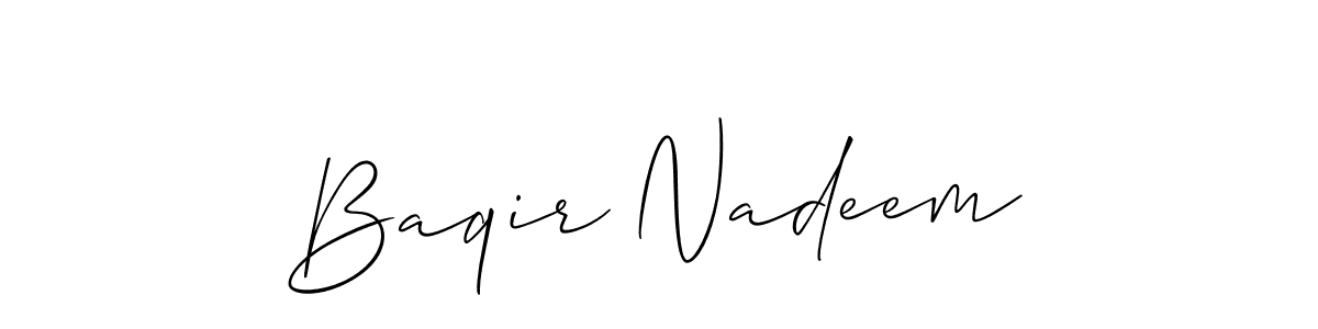 Make a beautiful signature design for name Baqir Nadeem. With this signature (Allison_Script) style, you can create a handwritten signature for free. Baqir Nadeem signature style 2 images and pictures png