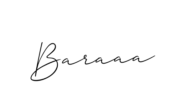 Use a signature maker to create a handwritten signature online. With this signature software, you can design (Allison_Script) your own signature for name Baraaa. Baraaa signature style 2 images and pictures png
