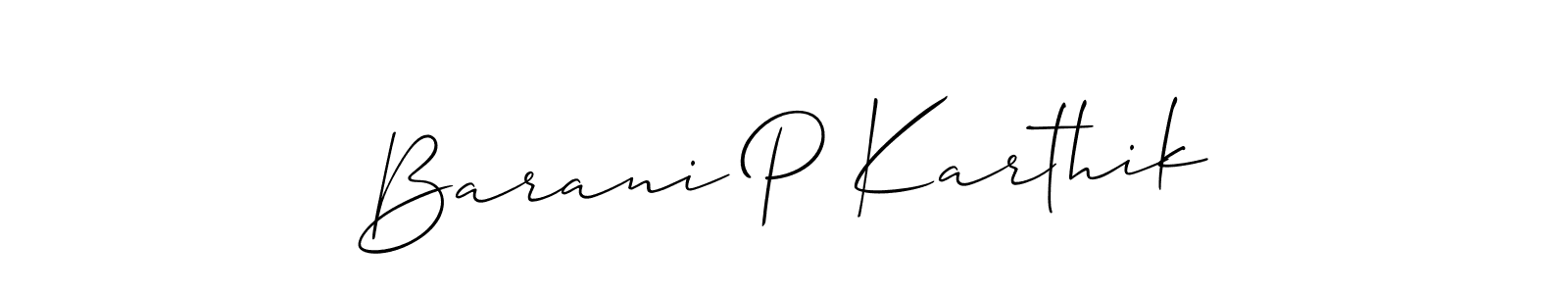 It looks lik you need a new signature style for name Barani P Karthik. Design unique handwritten (Allison_Script) signature with our free signature maker in just a few clicks. Barani P Karthik signature style 2 images and pictures png