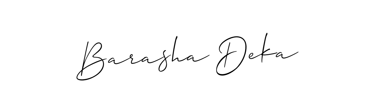 How to make Barasha Deka name signature. Use Allison_Script style for creating short signs online. This is the latest handwritten sign. Barasha Deka signature style 2 images and pictures png