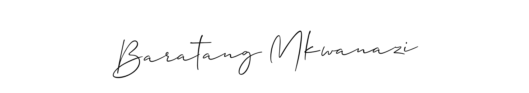 Use a signature maker to create a handwritten signature online. With this signature software, you can design (Allison_Script) your own signature for name Baratang Mkwanazi. Baratang Mkwanazi signature style 2 images and pictures png