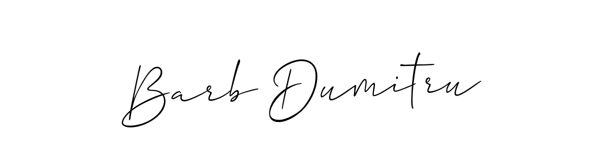 Barb Dumitru stylish signature style. Best Handwritten Sign (Allison_Script) for my name. Handwritten Signature Collection Ideas for my name Barb Dumitru. Barb Dumitru signature style 2 images and pictures png