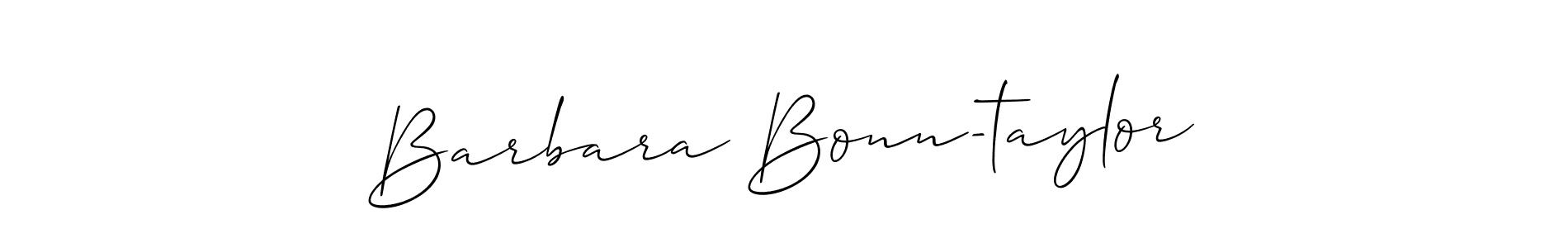 The best way (Allison_Script) to make a short signature is to pick only two or three words in your name. The name Barbara Bonn-taylor include a total of six letters. For converting this name. Barbara Bonn-taylor signature style 2 images and pictures png