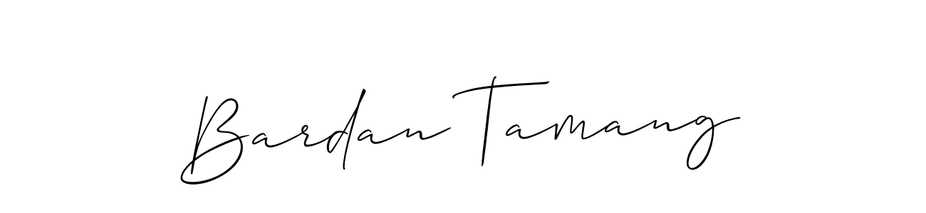 The best way (Allison_Script) to make a short signature is to pick only two or three words in your name. The name Bardan Tamang include a total of six letters. For converting this name. Bardan Tamang signature style 2 images and pictures png