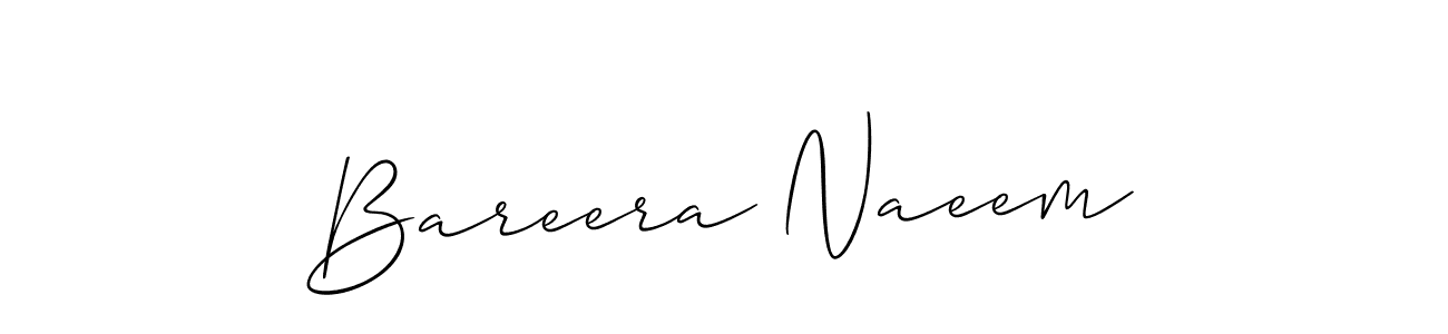 Use a signature maker to create a handwritten signature online. With this signature software, you can design (Allison_Script) your own signature for name Bareera Naeem. Bareera Naeem signature style 2 images and pictures png