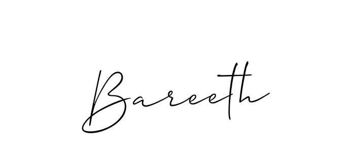 Make a beautiful signature design for name Bareeth. With this signature (Allison_Script) style, you can create a handwritten signature for free. Bareeth signature style 2 images and pictures png