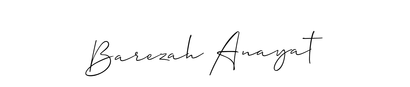 Use a signature maker to create a handwritten signature online. With this signature software, you can design (Allison_Script) your own signature for name Barezah Anayat. Barezah Anayat signature style 2 images and pictures png