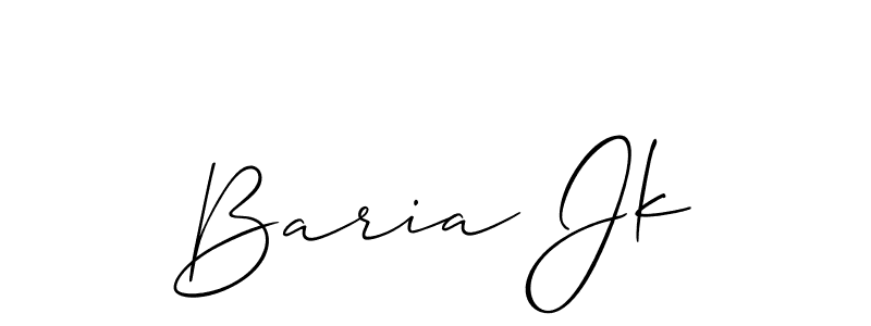 It looks lik you need a new signature style for name Baria Jk. Design unique handwritten (Allison_Script) signature with our free signature maker in just a few clicks. Baria Jk signature style 2 images and pictures png