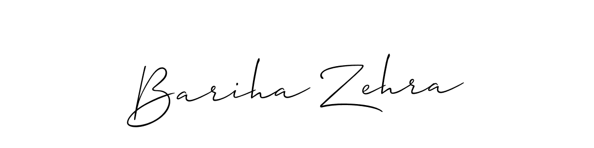 Allison_Script is a professional signature style that is perfect for those who want to add a touch of class to their signature. It is also a great choice for those who want to make their signature more unique. Get Bariha Zehra name to fancy signature for free. Bariha Zehra signature style 2 images and pictures png