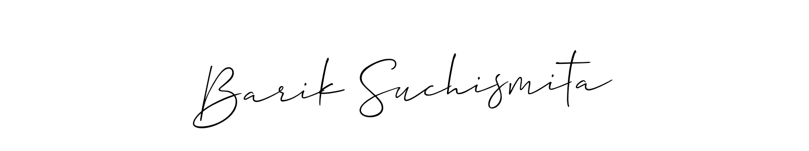 How to make Barik Suchismita name signature. Use Allison_Script style for creating short signs online. This is the latest handwritten sign. Barik Suchismita signature style 2 images and pictures png