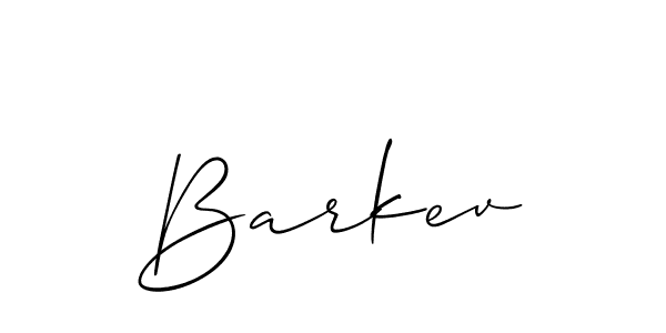 Design your own signature with our free online signature maker. With this signature software, you can create a handwritten (Allison_Script) signature for name Barkev. Barkev signature style 2 images and pictures png