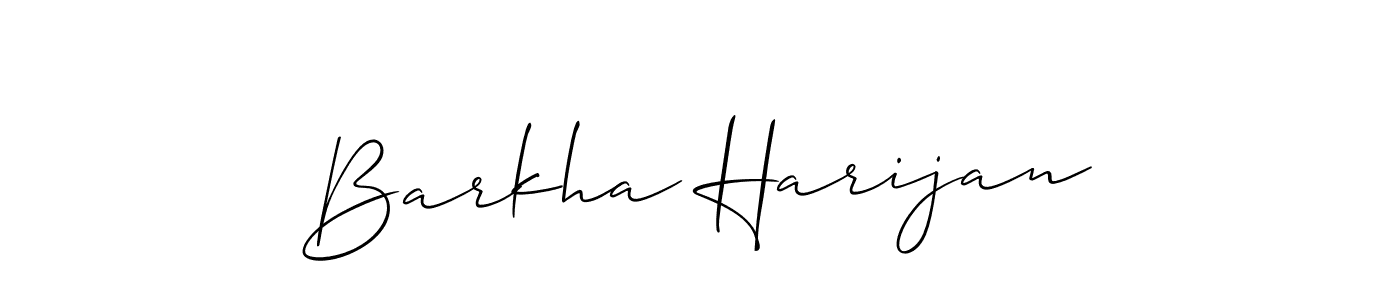 The best way (Allison_Script) to make a short signature is to pick only two or three words in your name. The name Barkha Harijan include a total of six letters. For converting this name. Barkha Harijan signature style 2 images and pictures png