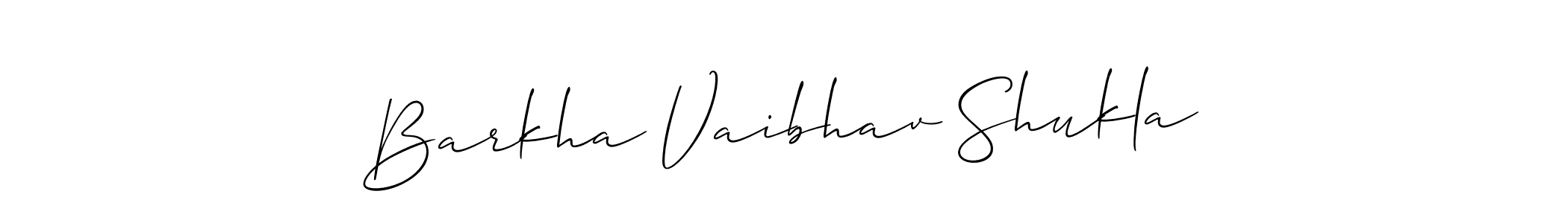 You should practise on your own different ways (Allison_Script) to write your name (Barkha Vaibhav Shukla) in signature. don't let someone else do it for you. Barkha Vaibhav Shukla signature style 2 images and pictures png