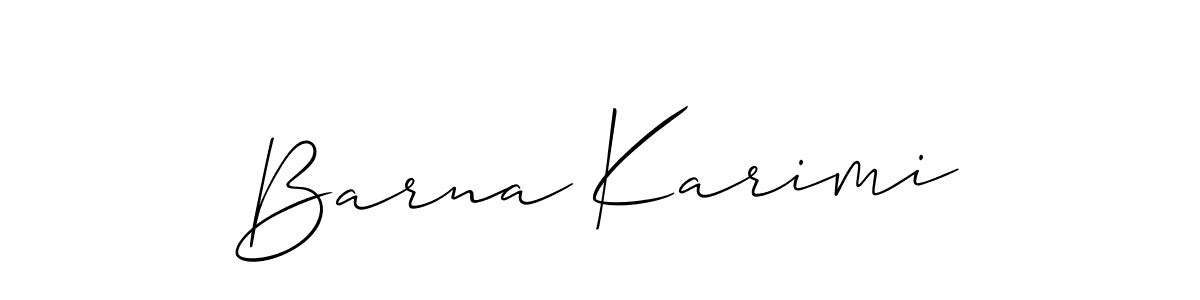 Create a beautiful signature design for name Barna Karimi. With this signature (Allison_Script) fonts, you can make a handwritten signature for free. Barna Karimi signature style 2 images and pictures png