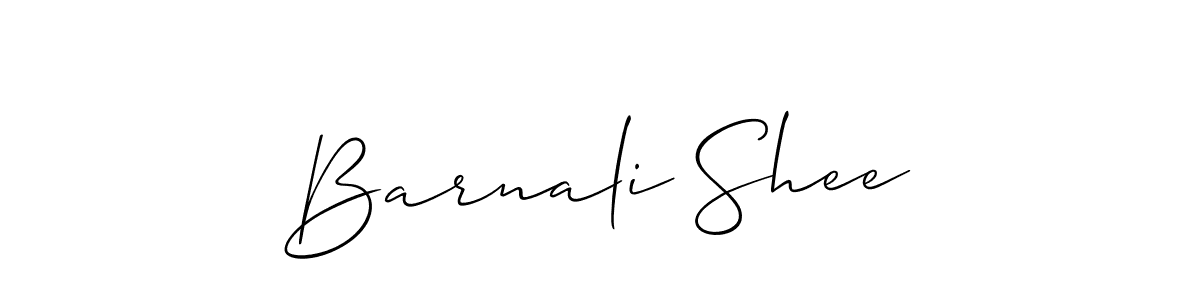 The best way (Allison_Script) to make a short signature is to pick only two or three words in your name. The name Barnali Shee include a total of six letters. For converting this name. Barnali Shee signature style 2 images and pictures png